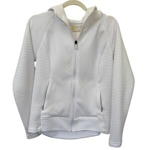 Zella Full Zip Hoodie Jacket Sweatshirt Sz M‎ White Ribbed Fitted Activewear Gym